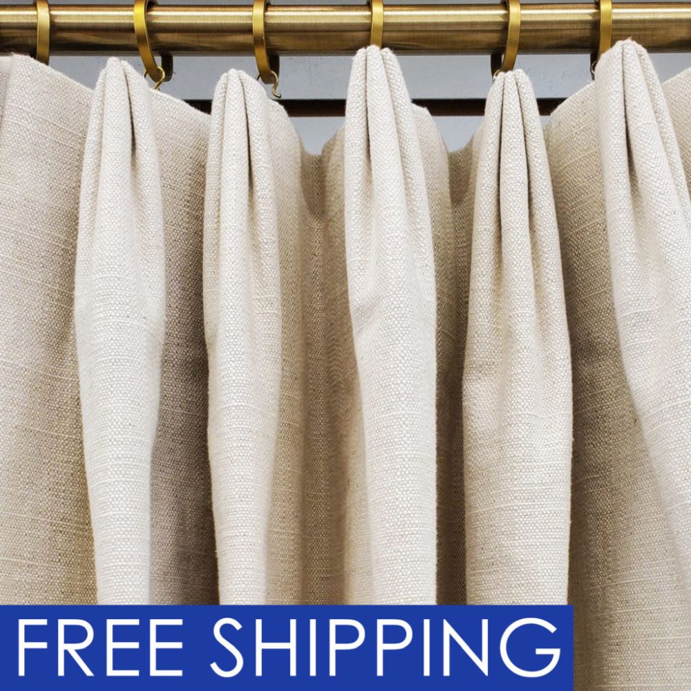 Custom Pleated Lined Drapes in White Cotton Duck Rich Tex
