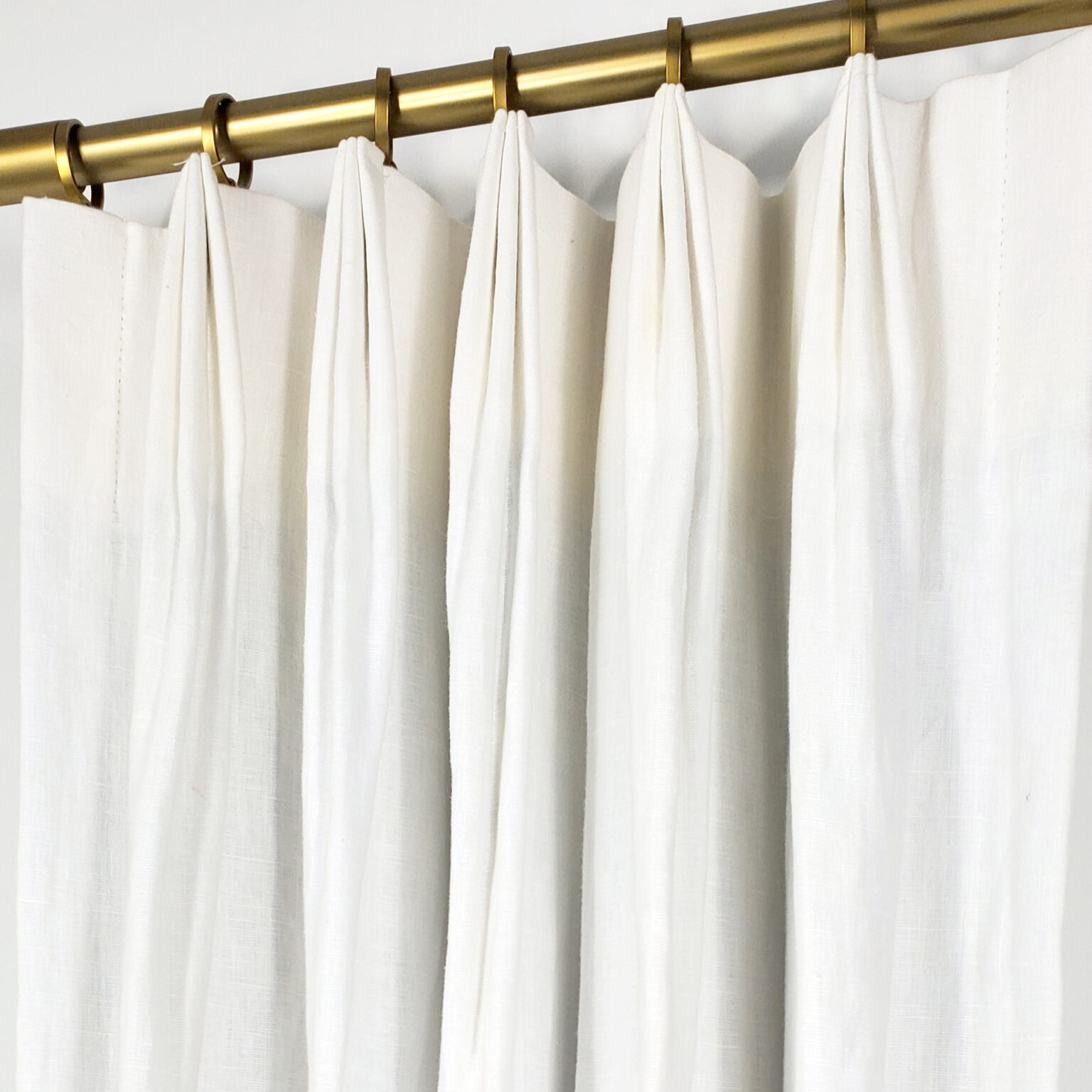 Custom Pleated Lined Drapes in White Linen - Rich Tex