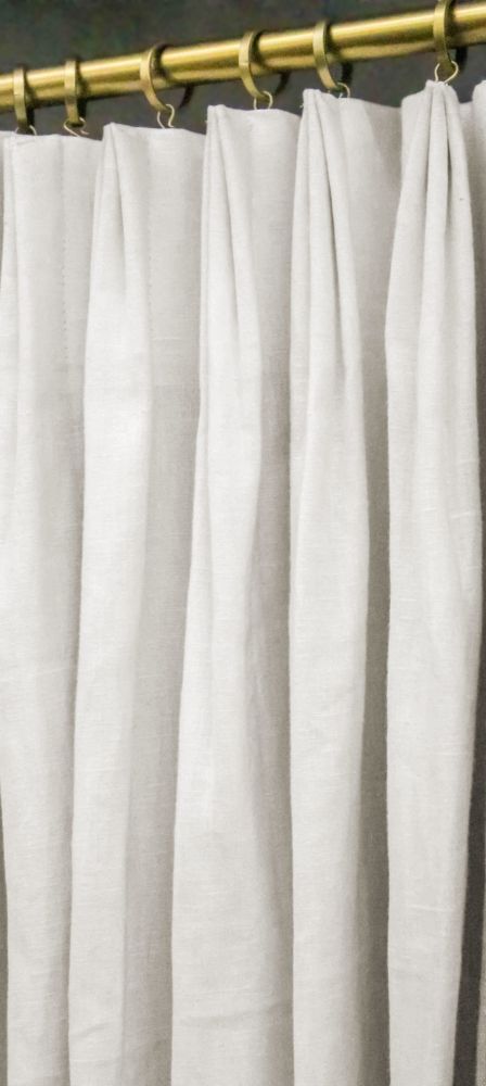 Custom Pleated Lined Drapes in White Linen - Rich Tex