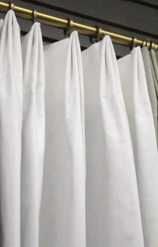 Custom Pleated Lined Drapes in White Cotton Duck - Rich Tex