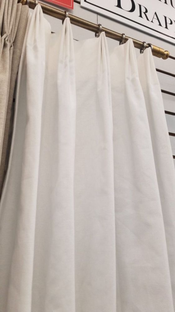 Custom Pleated Lined Drapes in White Cotton Duck - Rich Tex