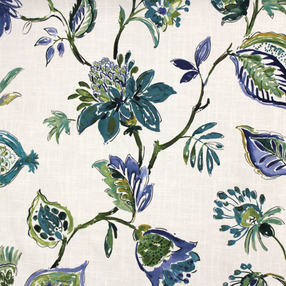 Liza Cobalt Floral Drapery Fabric from Belle Maison - Rich Tex