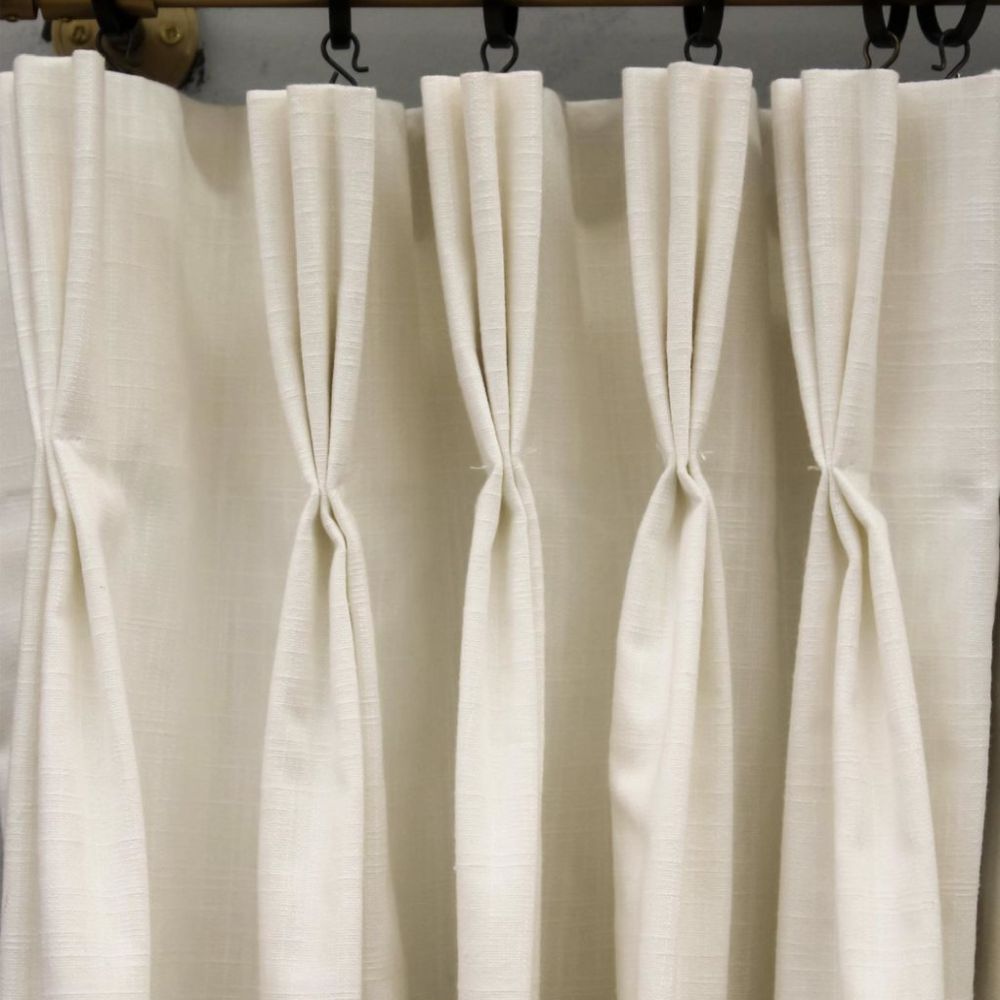 Custom Pleated Lined Drapes in Destiny Pure White (2 Panels) RichTex