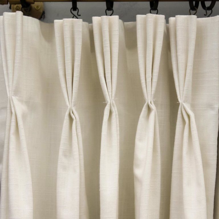 Custom Pleated Lined Drapes in White Cotton Duck (2 Panels) RichTex