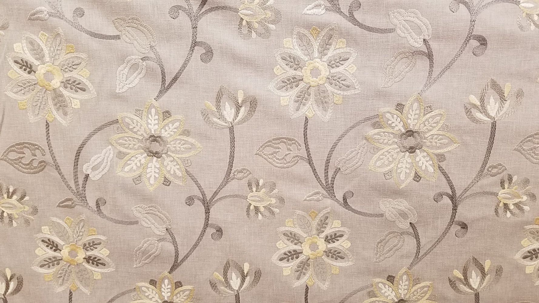 Larose Pearl Floral Embroidered Drapery and Home Decor