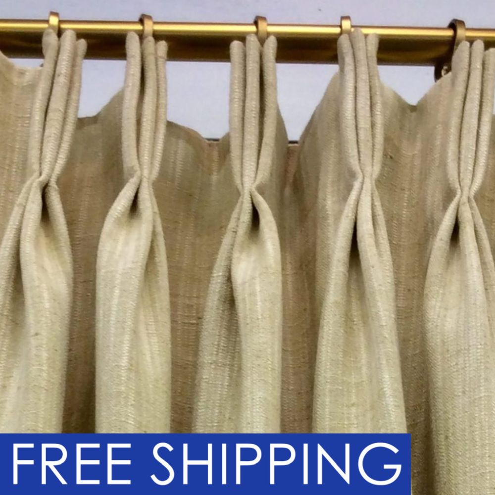 Custom Pleated Lined Drapes in White Cotton Duck Rich Tex