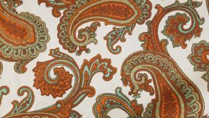 Vecchio Ikat CC#4 Orange Paisley Linen Drapery Fabric