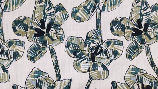 Lucinda Verdan Green Floral Drapery Fabric by Richloom