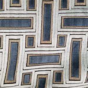 Brix City #54 Hazy Blue Geometric Velvet Home Decor Fabric