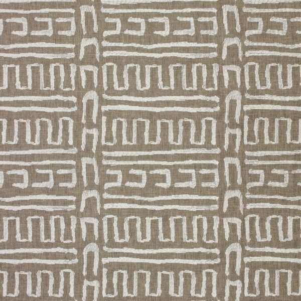 Primitive Linen Embroidered Decor Fabric by Richloom Platinum