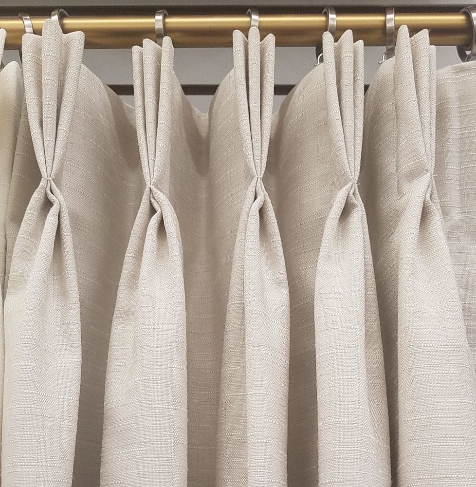 Custom Pleated Lined Drapes in Destiny Dove (2 Panels) RichTex