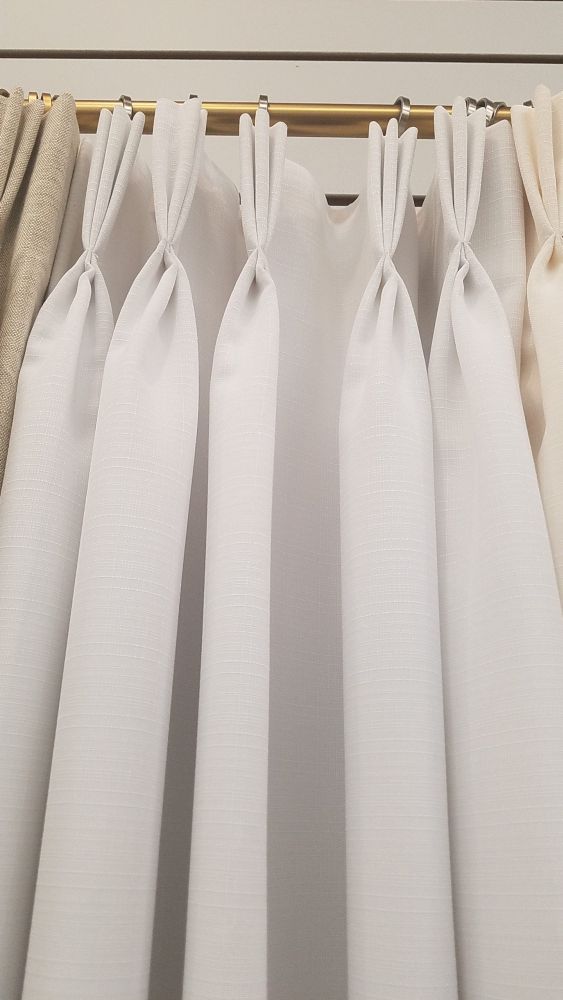 Custom Pleated Lined Drapes in White Cotton Duck