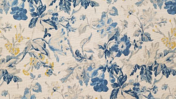 Cosima Dresden Blue Floral Drapery Fabric by Waverly