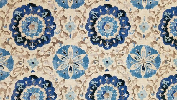 Romantical Sapphire Blue Floral Drapery Fabric by Waverly