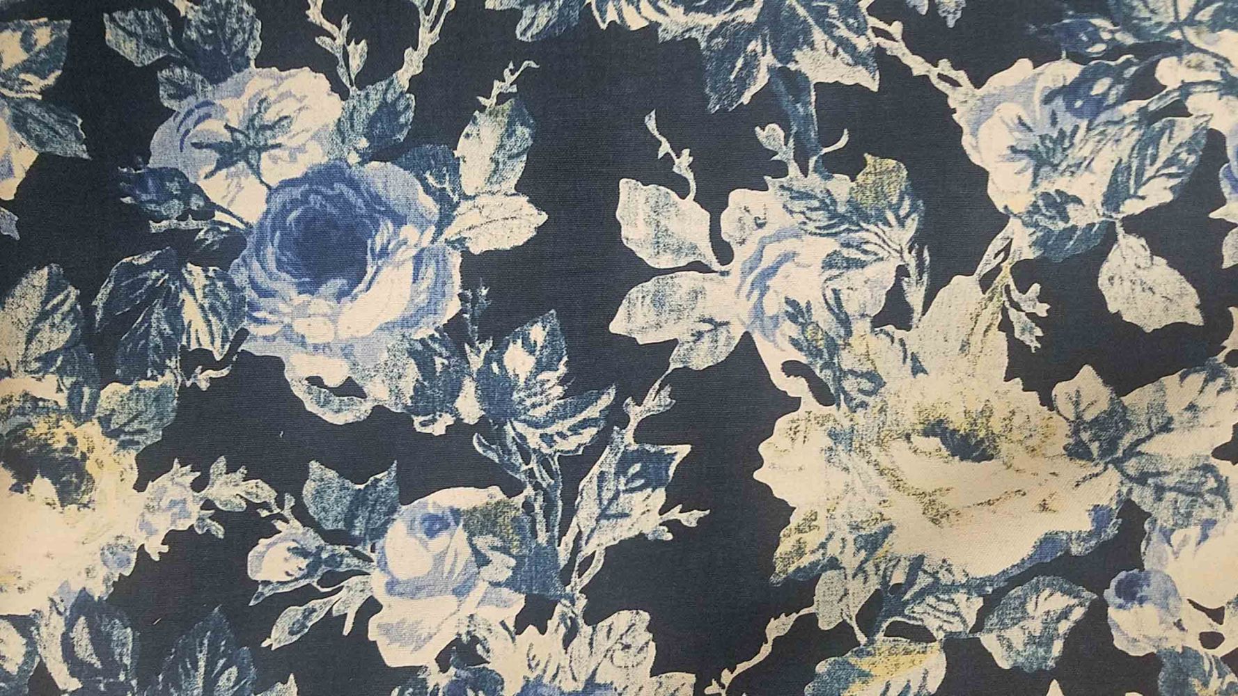 Apple Hill Indigo Blue Floral Drapery Fabric by Waverly