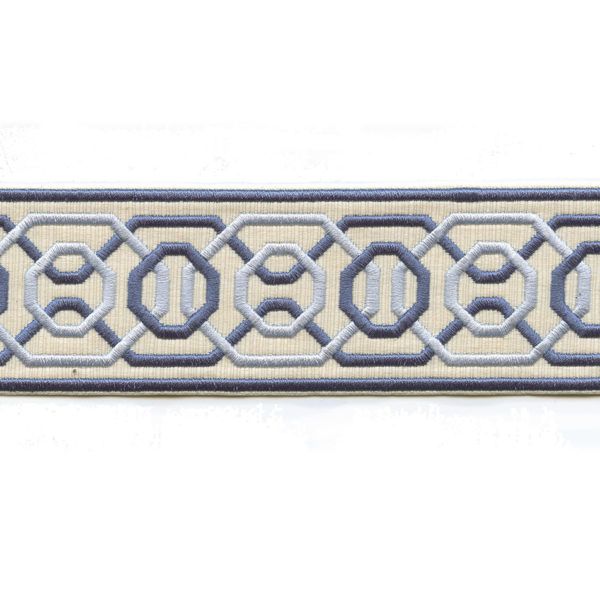 Woven Embroidered 2 1/4" French Blue & Light Blue H-1151A-1 Tape Trim