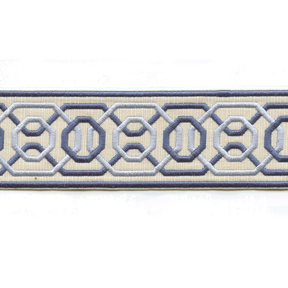 Woven Embroidered 2 1/4 French Blue & Light Blue H-1151A-1 Tape Trim