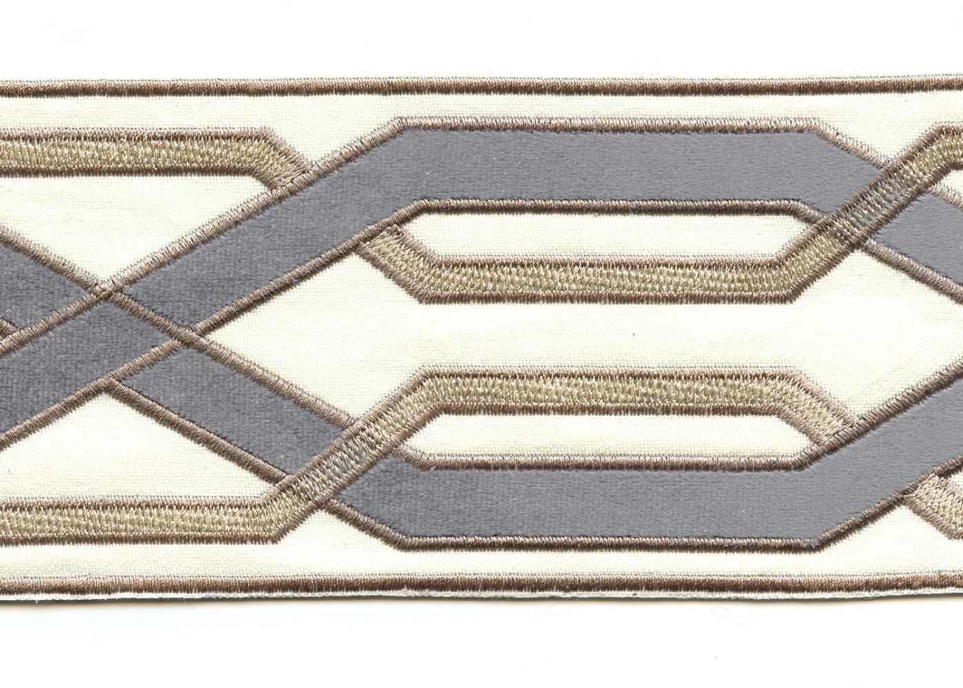Taupe Woven Suede Embroidered