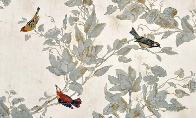 Windsong Parchment Fl With Perched Birds Home Decor Fabric Richtex Fabrics Furnishings - Yellow Home Decor Fabric