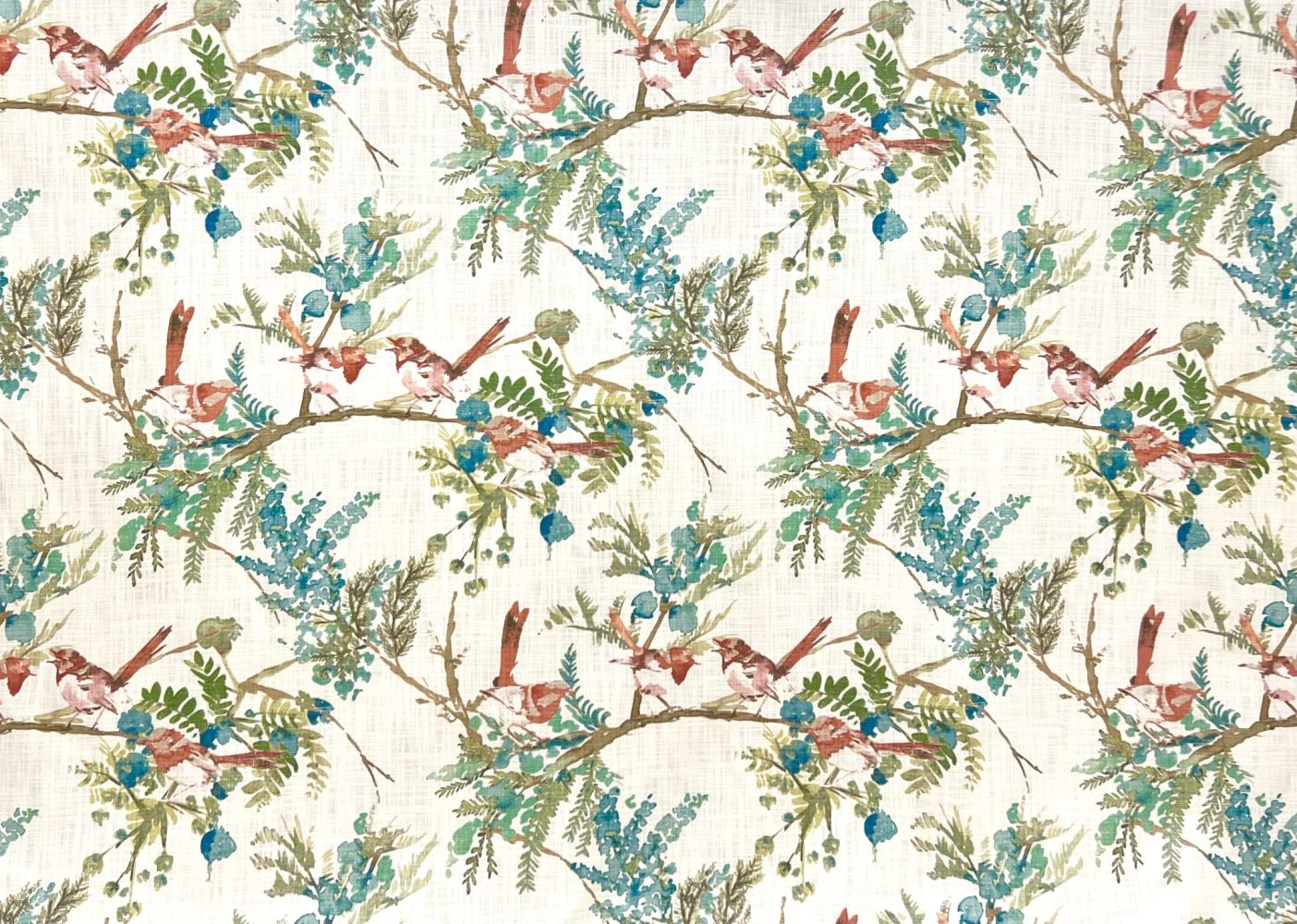 Emilia Multi Colored Home Decor Fabric With Perched Birds