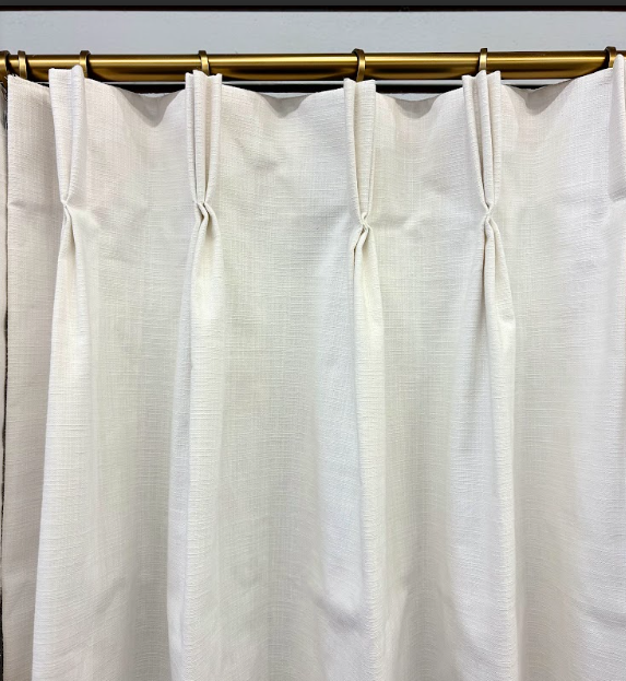 Pretty-Darn-Quick Custom Drapes: Slub Canvas White, Lined, and Pinch-Pleated (2 x 50" Wide Panels) (84", 96", or 108" Lengths)