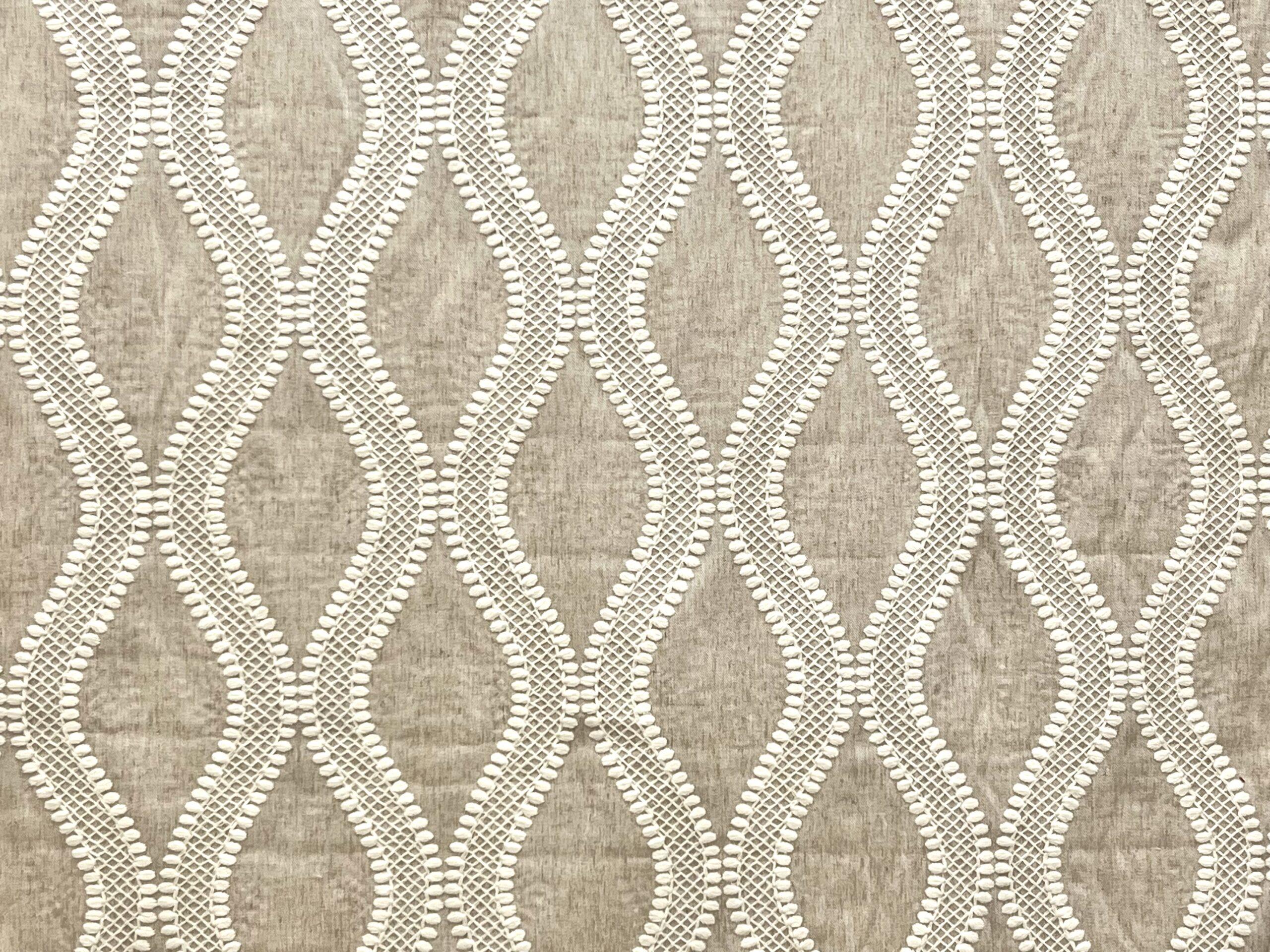 Cleo Natural Embroidered Home Decor Fabric - RichTex Fabrics & Furnishings