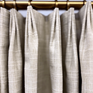 Quick-Ship Drapes in Tingly Pear, Beige Textured Fabric (1 Pair / 2 Panels)