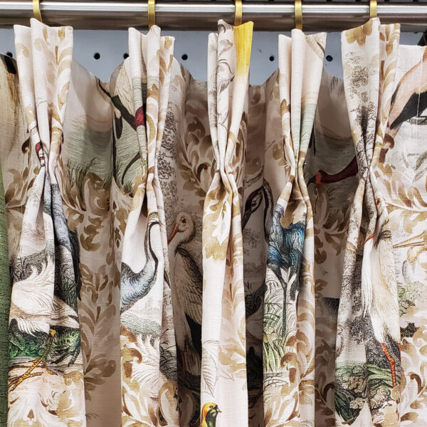 On-the-Move Drapes in Wayward Bird Toile Fabric in Natural (1 Pair / 2 Panels)