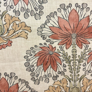 Mary Spice Red Flower Cotton Home Decor Fabric