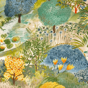 Wilderness Grove-Opulence Grasshopper Colorful Nature Cotton Home Decor Fabric