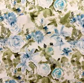 Iconic Maya Blue Floral Cotton Home Decor Fabric