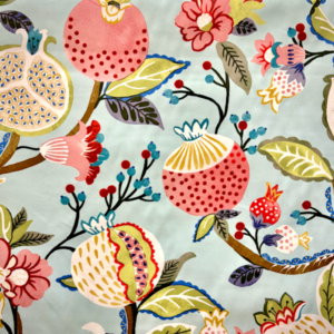 Marisol Sky Blue and Red Floral Home Decor Fabric