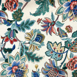 Dominique Jack-O-Bean Colonial Blue Floral Print Cotton Home Decor Fabric