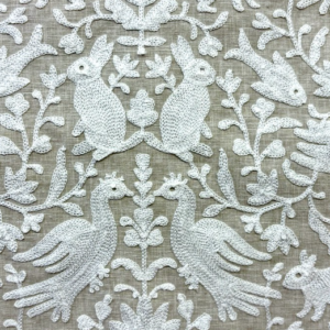 Woodland Whimsy Natural Embroidery Home Decor Fabric