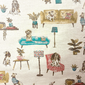 Barking Palace Multicolored Dog Patterned Home Decor Fabric