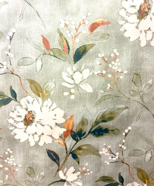 Rosella Petro Floral Fog Mist Grey Patterned Home Decor Fabric
