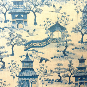 Kinjo Oriental Bluebell Blue Asian Patterned Home Decor Fabric