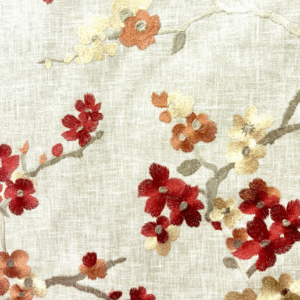 Lilikoi Garden Gold Rust Embroidery Floral Patterned Home Decor Fabric