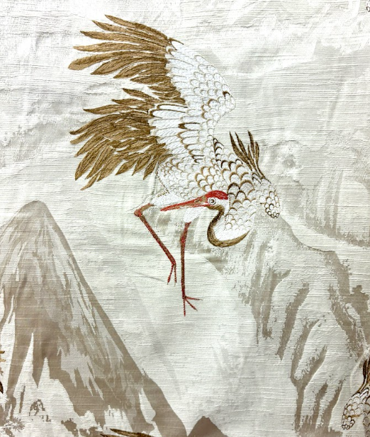 Whirly Bird Bronze Embroidery Patterned Home Decor Fabric