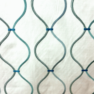 Galore Spa Blue Embroidery Patterned Home Decor Fabric