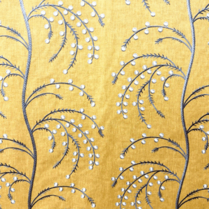 Deepa Mustard Seed Gold Embroidery Patterned Home Decor Fabric