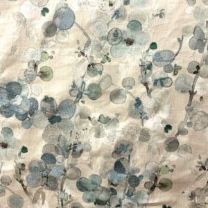 Lobella Seamist Blue Embroidery Floral Patterned Home Decor Fabric