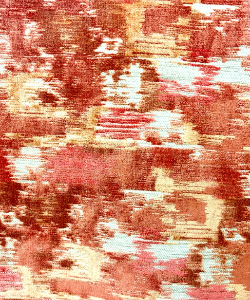 Midnight Hour Peach Red Abstract Patterned Upholstery Fabric