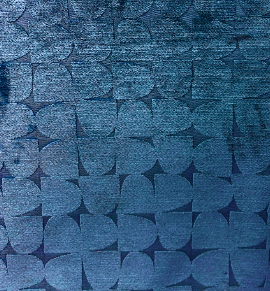 Dundrop Geometric Ink Blue Chenille Patterned Upholstery Fabric