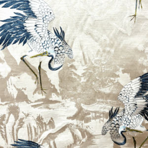 Whirly Bird Prussian Blue Embroidery Patterned Home Decor Fabric