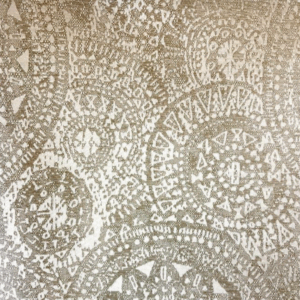 Aztec Alabaster Beige Metallic Patterned Home Decor Fabric