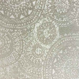 Aztec Antique Silver Metallic Patterned Home Decor Fabric