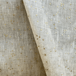 Karat Sheer Gold Metallic Dot Patterned Home Decor Fabric