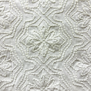 Alpine Linen White Embroidery Snowflake Solid Home Decor Fabric Christmas