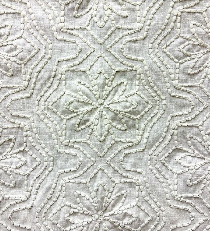 Alpine Linen White Embroidery Snowflake Solid Home Decor Fabric Christmas